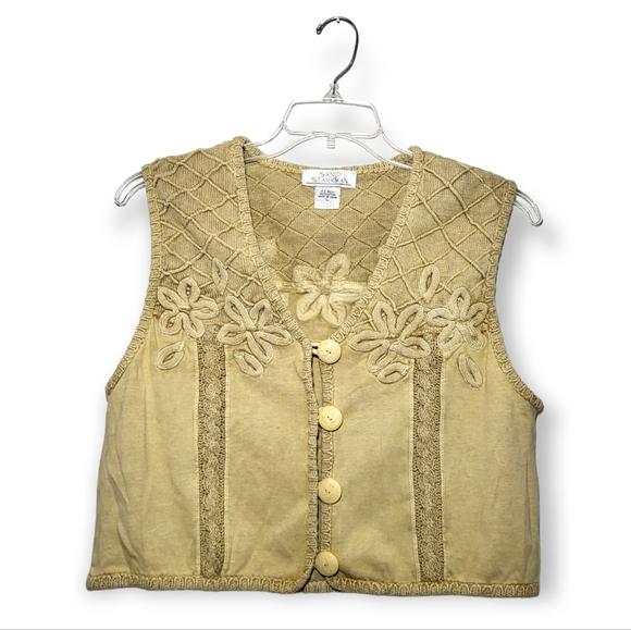 Sandy Starkman Tops - Sandy Starkman Boho Button Front Patchwork Top Vest Large